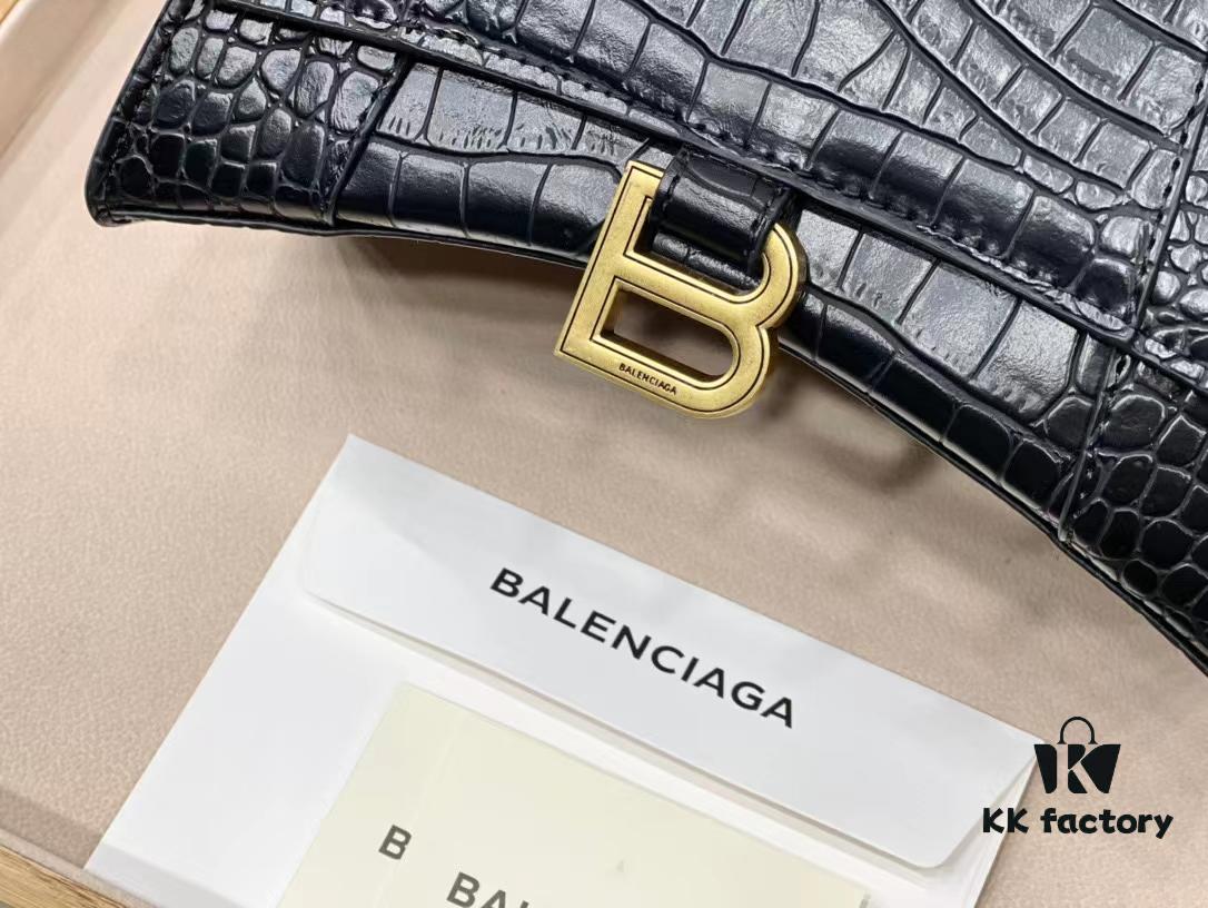 Balenciaga Hourglass Bag Crocodile Black