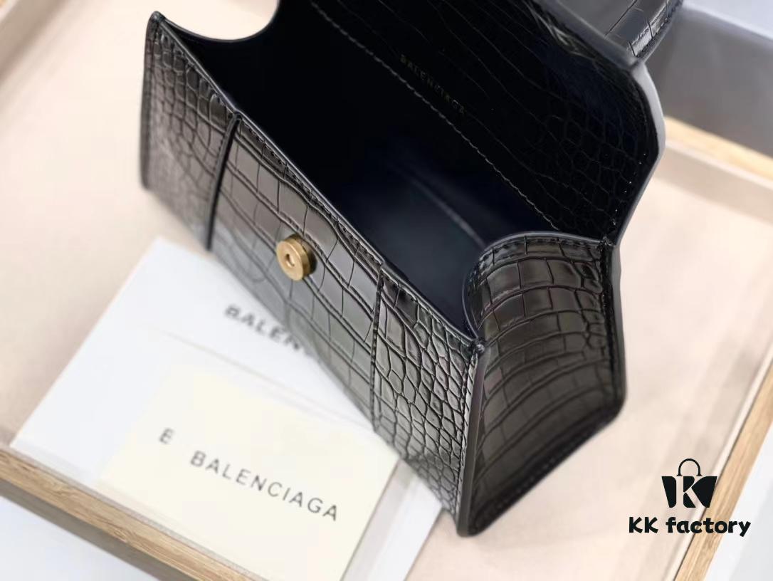 Balenciaga Hourglass Bag Crocodile Black