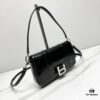 In Stock! Small Size [Black Silver Plain Weave] BALENCIAGA Hourglass Crossbody Bag