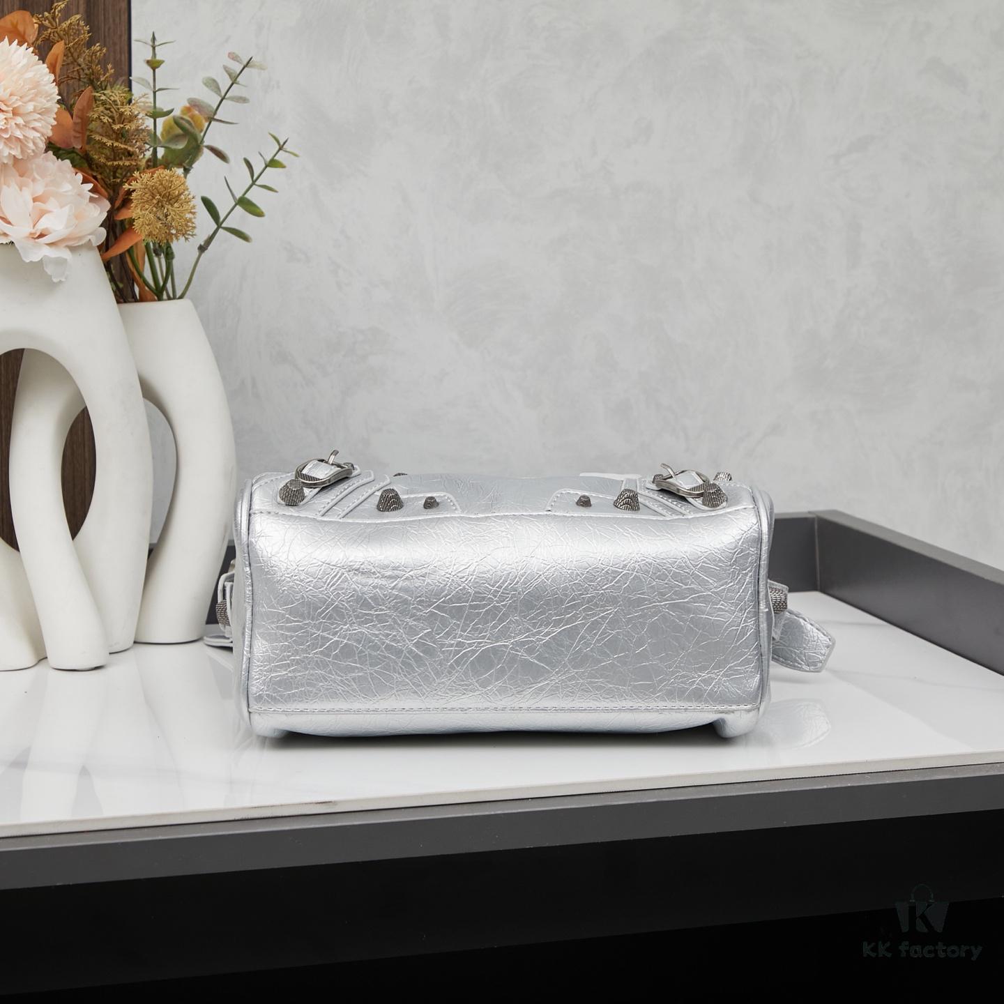 Balenciaga Mini Citi Motorcycle Bag - Small Size Black Silver