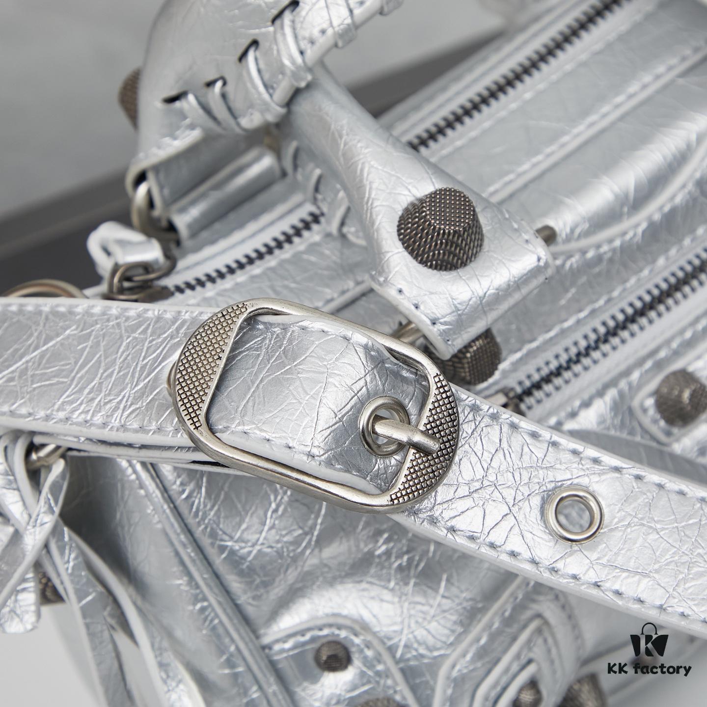 Balenciaga Mini Citi Motorcycle Bag - Small Size Black Silver