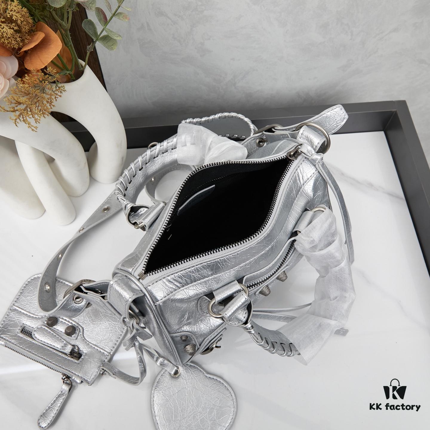 Balenciaga Mini Citi Motorcycle Bag - Small Size Black Silver