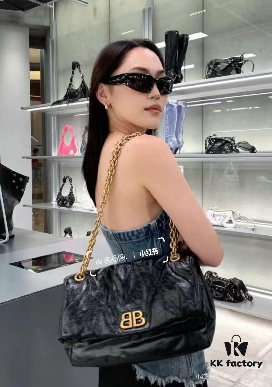 Balenciaga Monaco Puff Black and Silver with Box