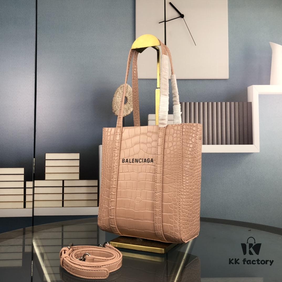 New Arrival Balenciaga B. Everyday Tote Bag - Crocodile Texture, Italian Imported Calfskin, Stylish and Practical Crossbody Handbag