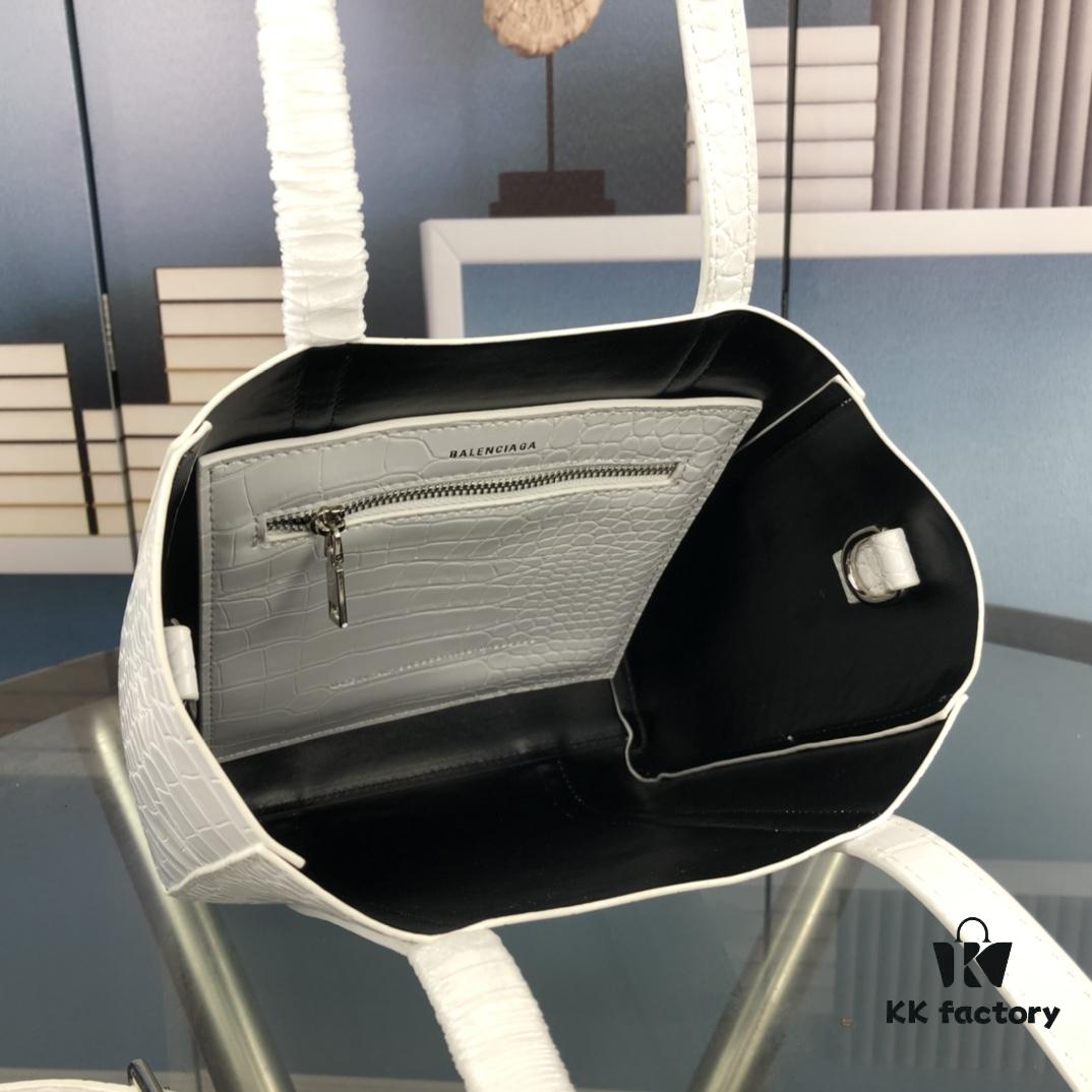 New Balenciaga B. Everyday Tote Bag in Crocodile Print - Italian Imported Calfskin, Stylish and Practical Crossbody Handbag