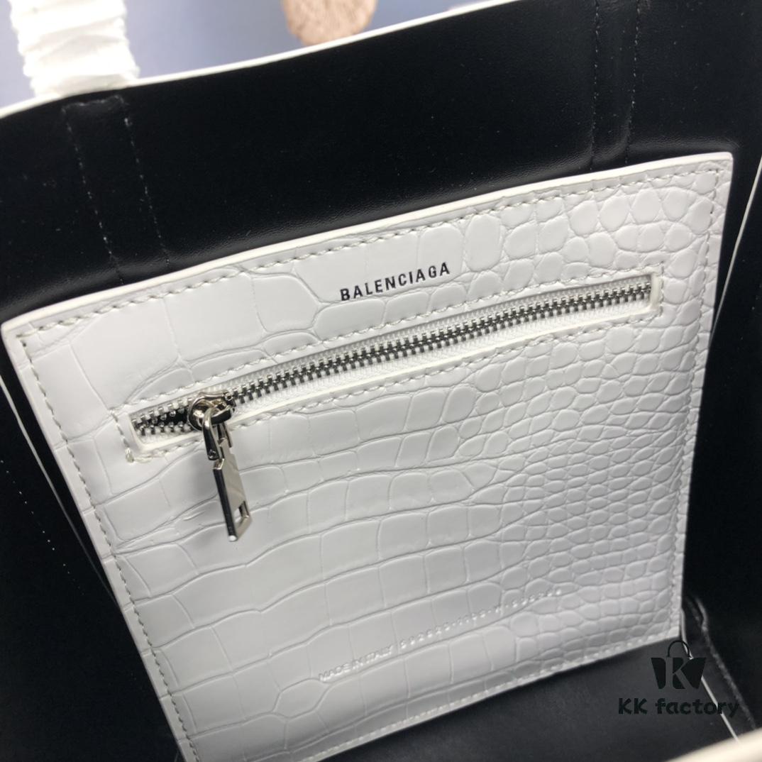 New Balenciaga B. Everyday Tote Bag in Crocodile Print - Italian Imported Calfskin, Stylish and Practical Crossbody Handbag