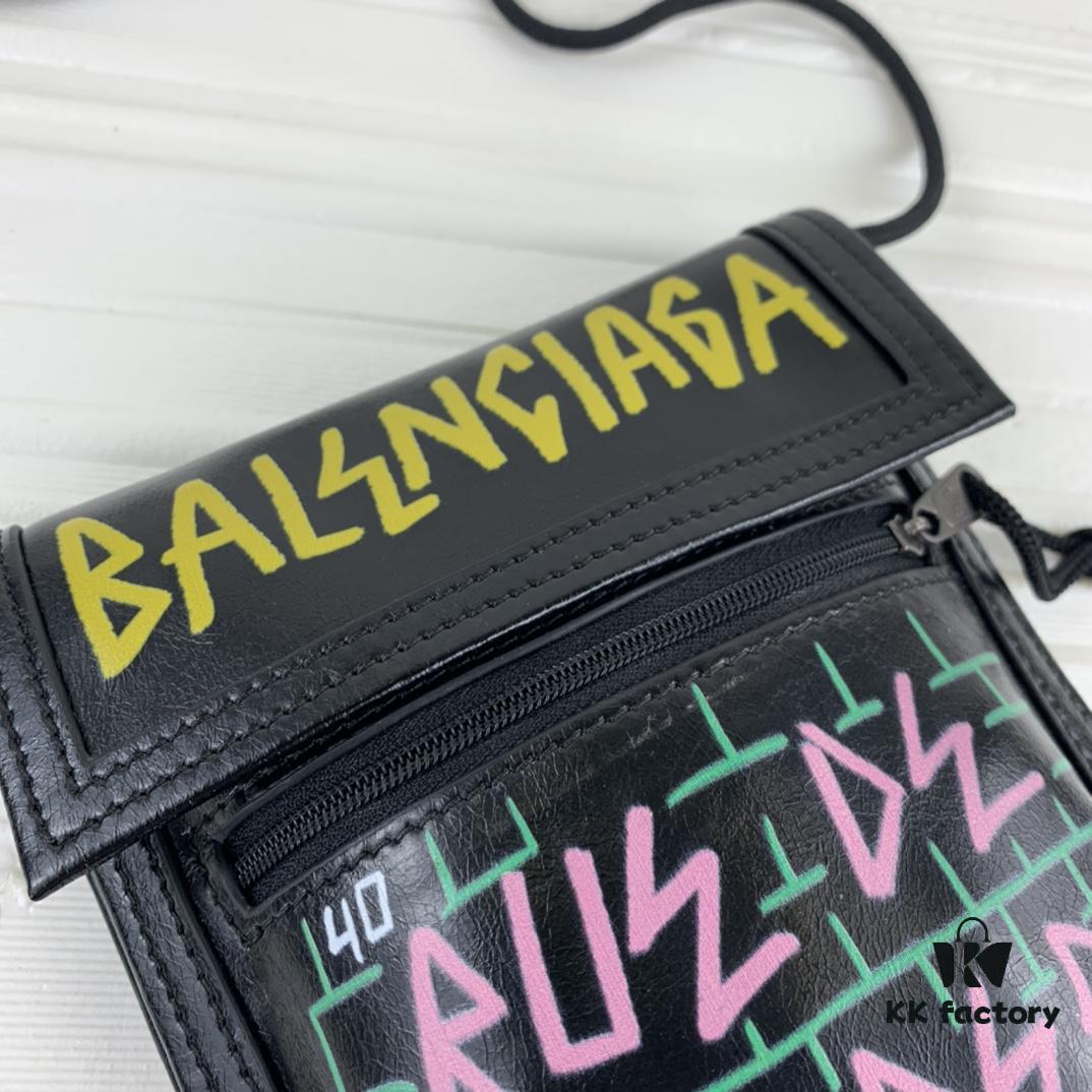 New BALEZIA Leather Rope Crossbody Bag Graffiti Phone Bag