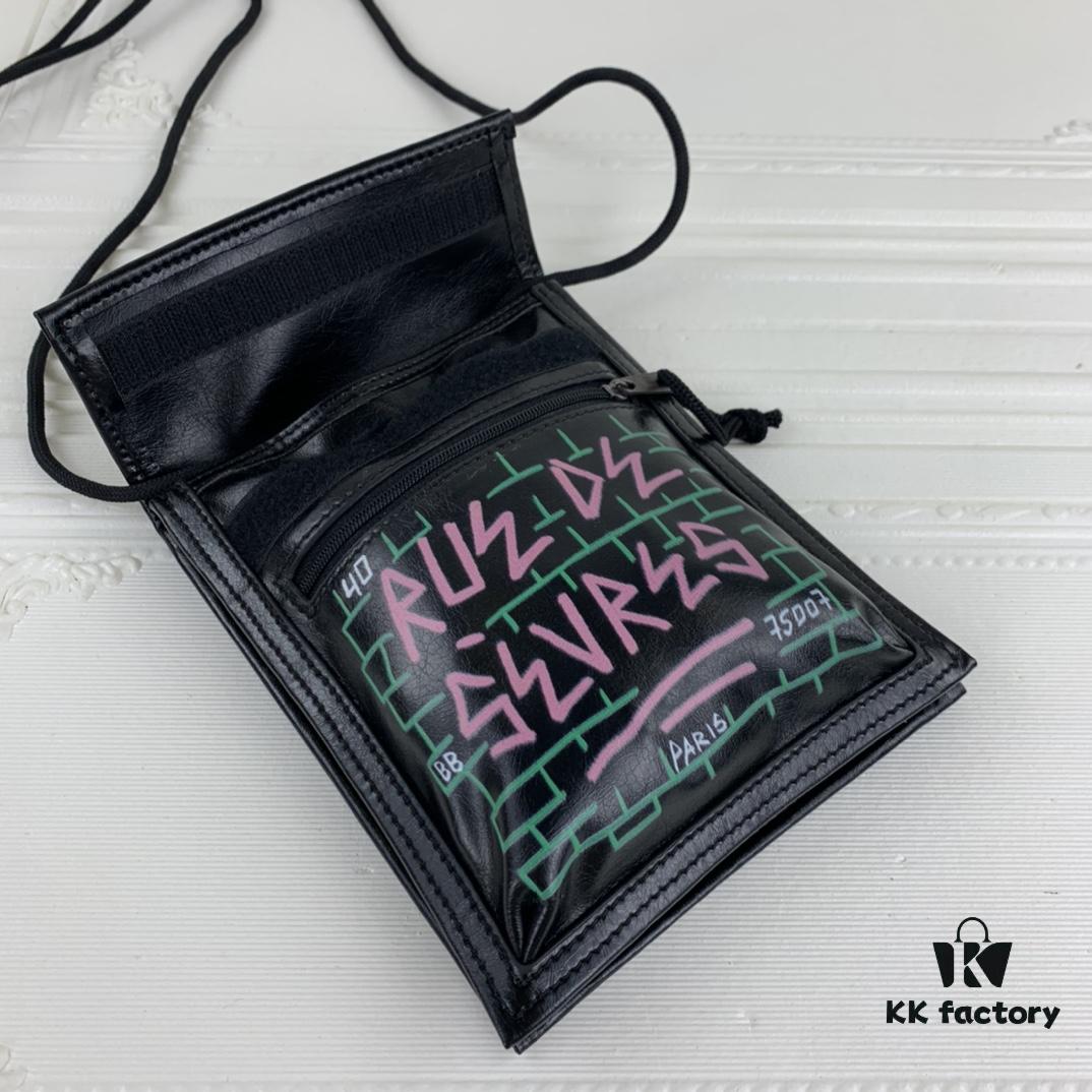 New BALEZIA Leather Rope Crossbody Bag Graffiti Phone Bag