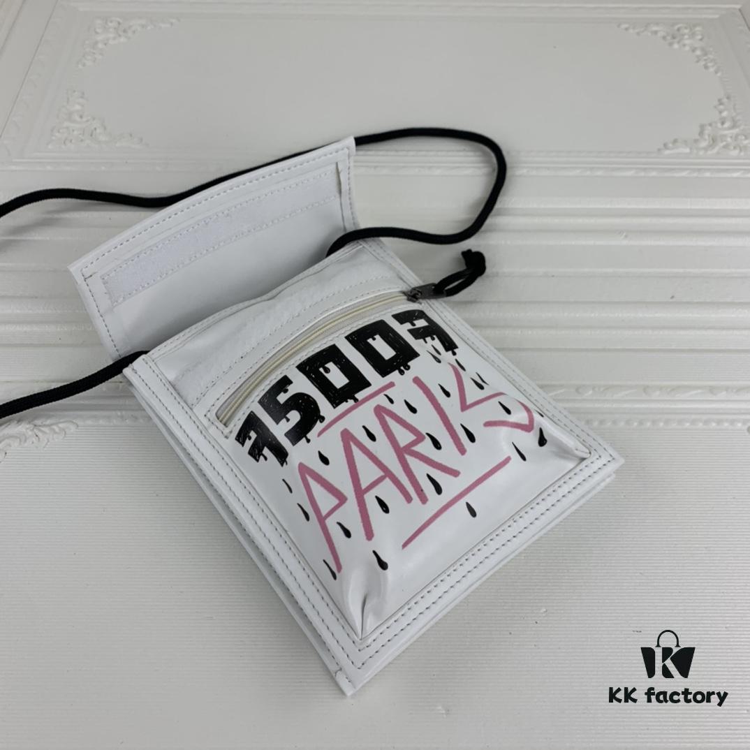 New BALENCIAGA Leather Strap Crossbody Bag Graffiti Phone Pouch