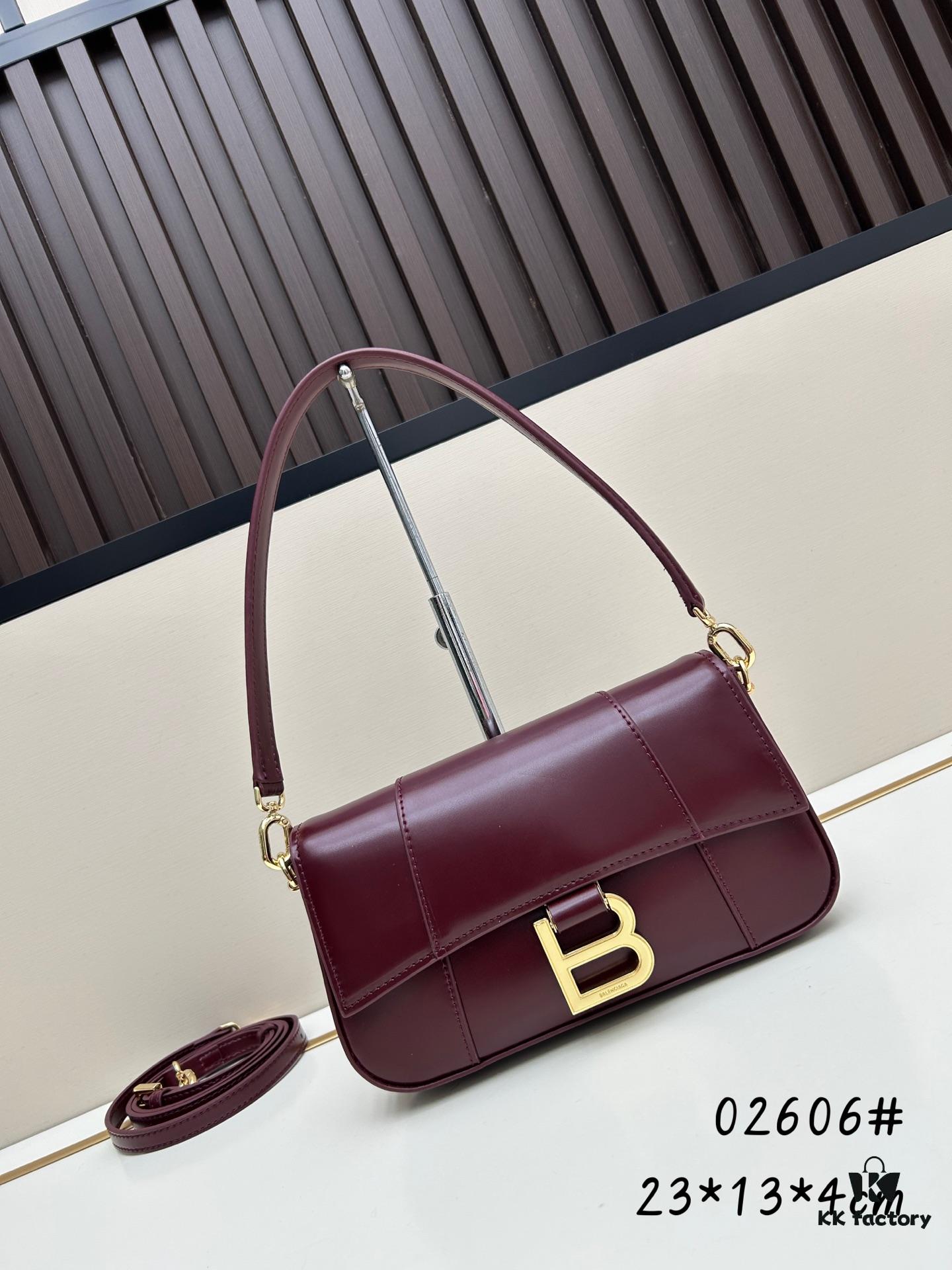 Balenciaga Paris H02606, Size 23x13x4cm, Full-Grain Leather, 2025 New Arrival Niche Bag