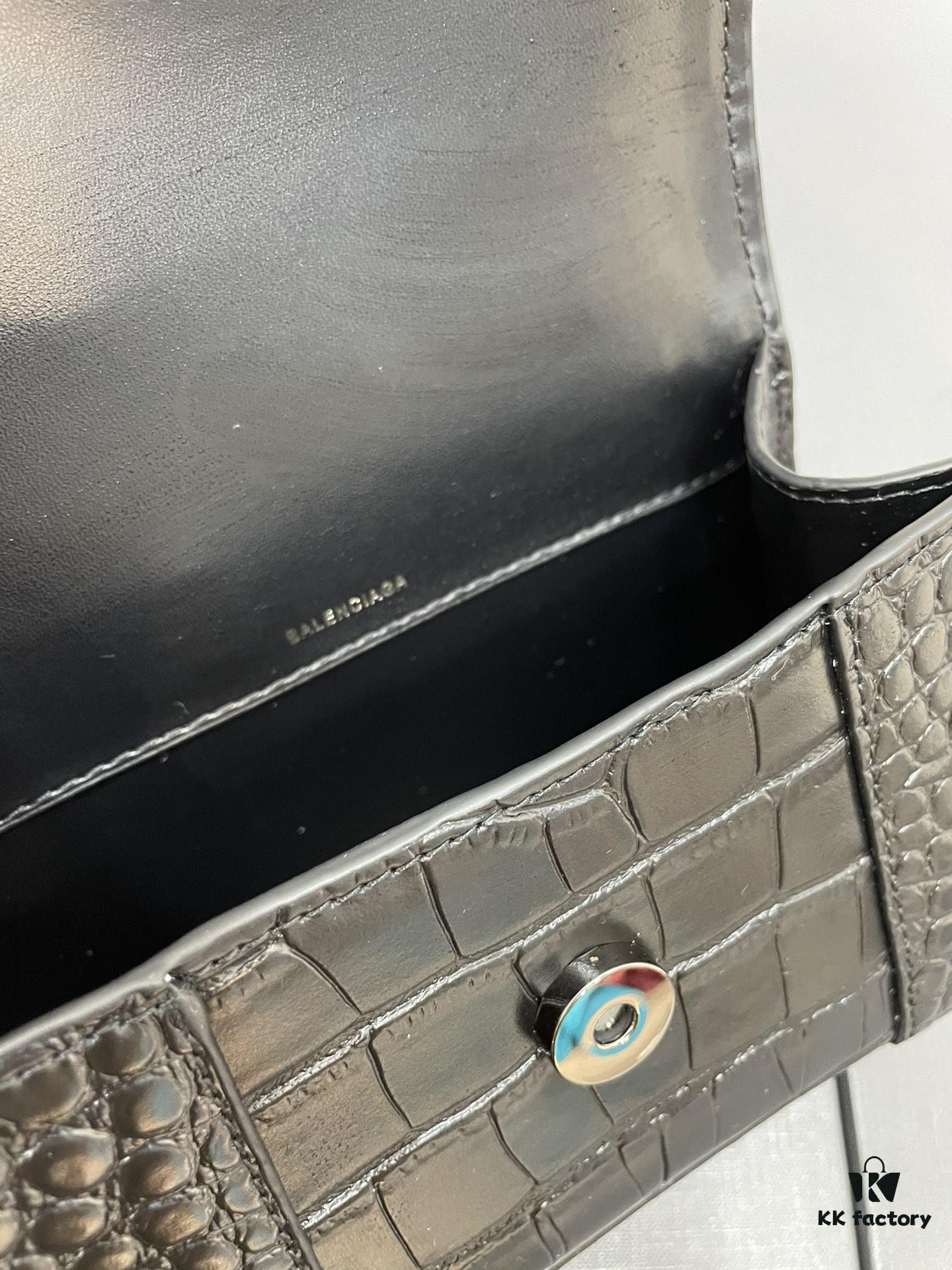 Balenciaga Hourglass Bag with Crocodile Texture and Black Buckle - Must-Have for Fashion Enthusiasts