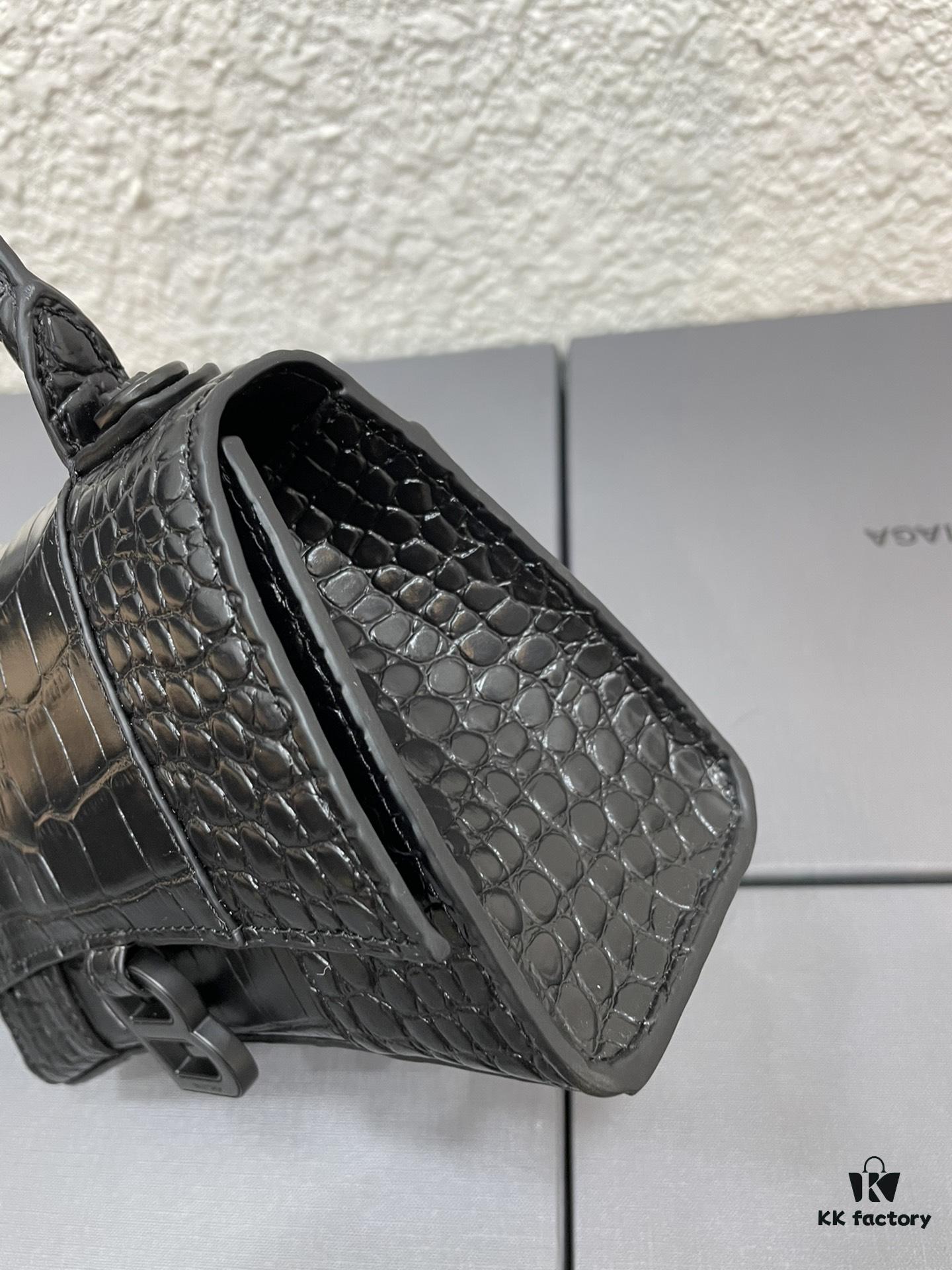 Balenciaga Hourglass Bag with Crocodile Texture and Black Buckle - Must-Have for Fashion Enthusiasts