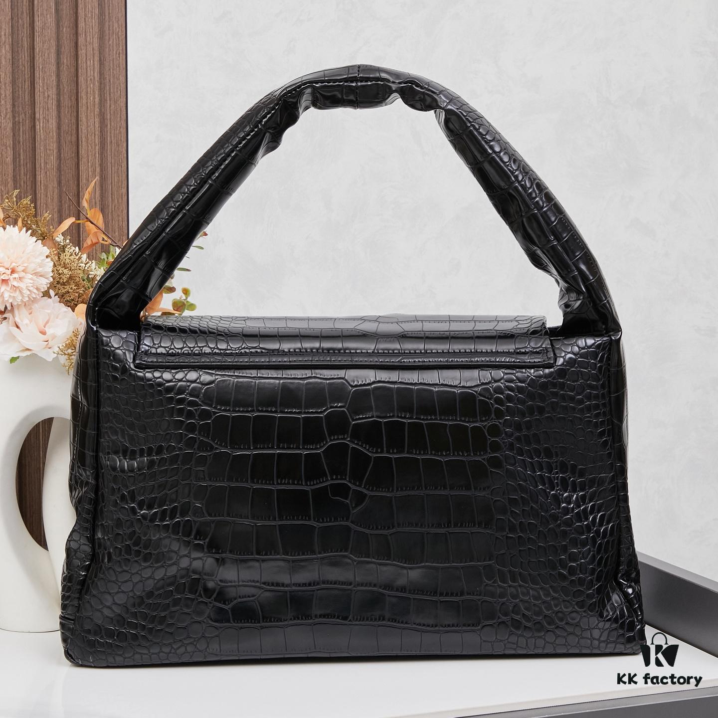 Large Crocodile-Embossed Balenciaga Monaco Bag