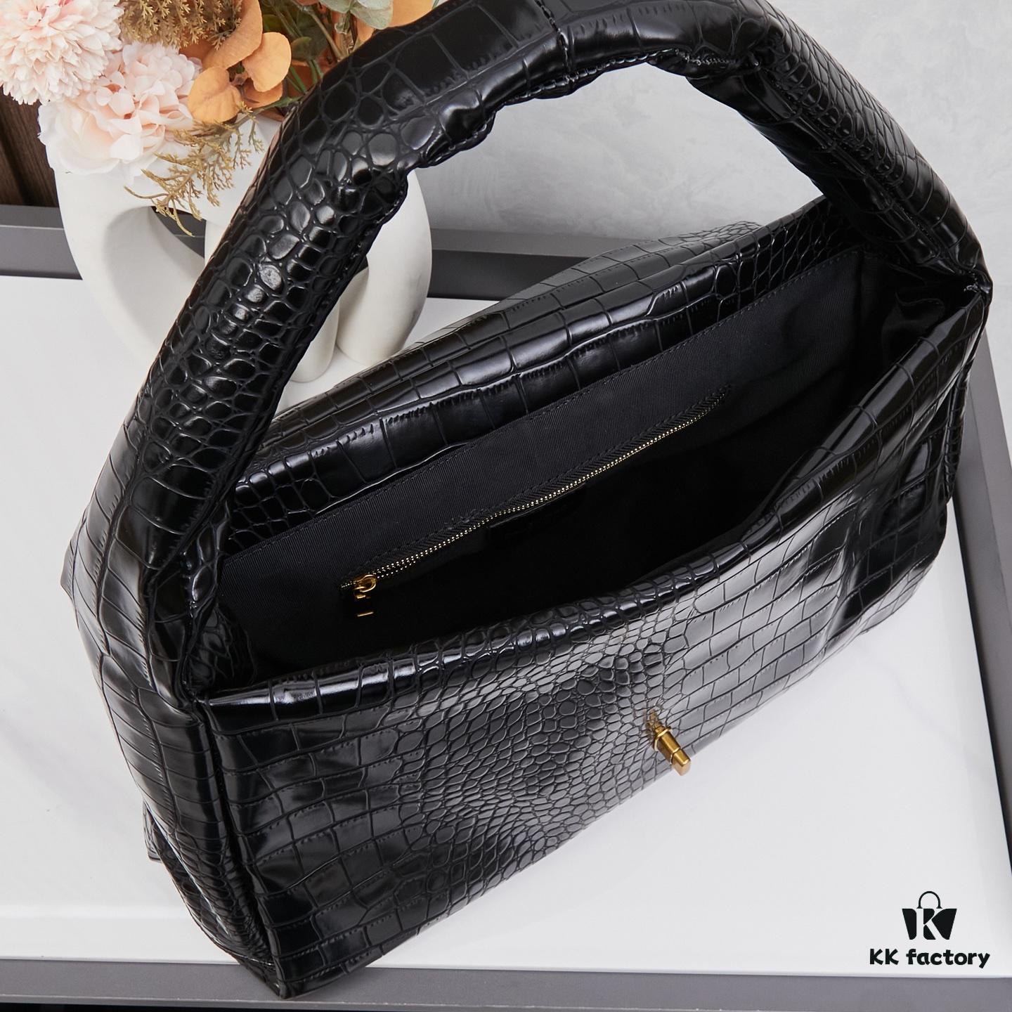 Large Crocodile-Embossed Balenciaga Monaco Bag