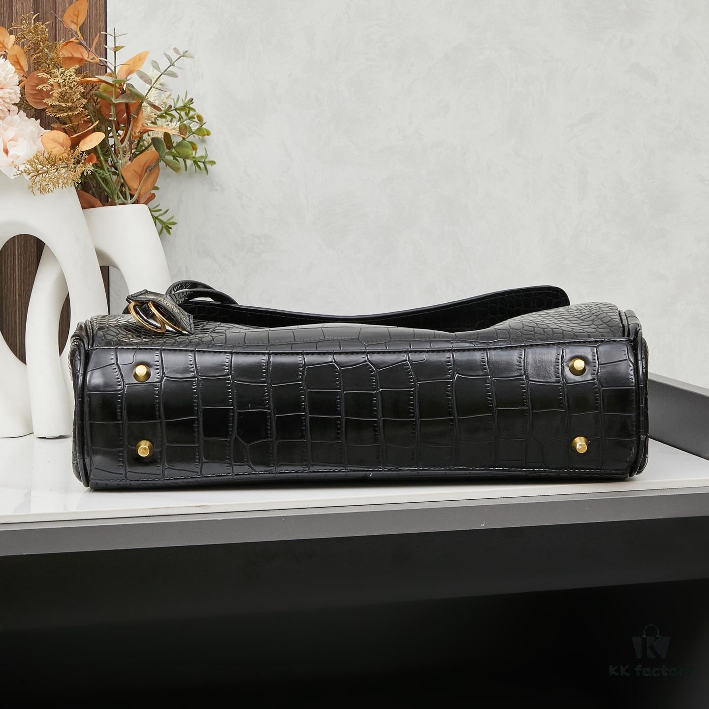 Large Crocodile-Embossed BALENCIAGA Paris Rodeo Series Handbag & Crossbody Bag