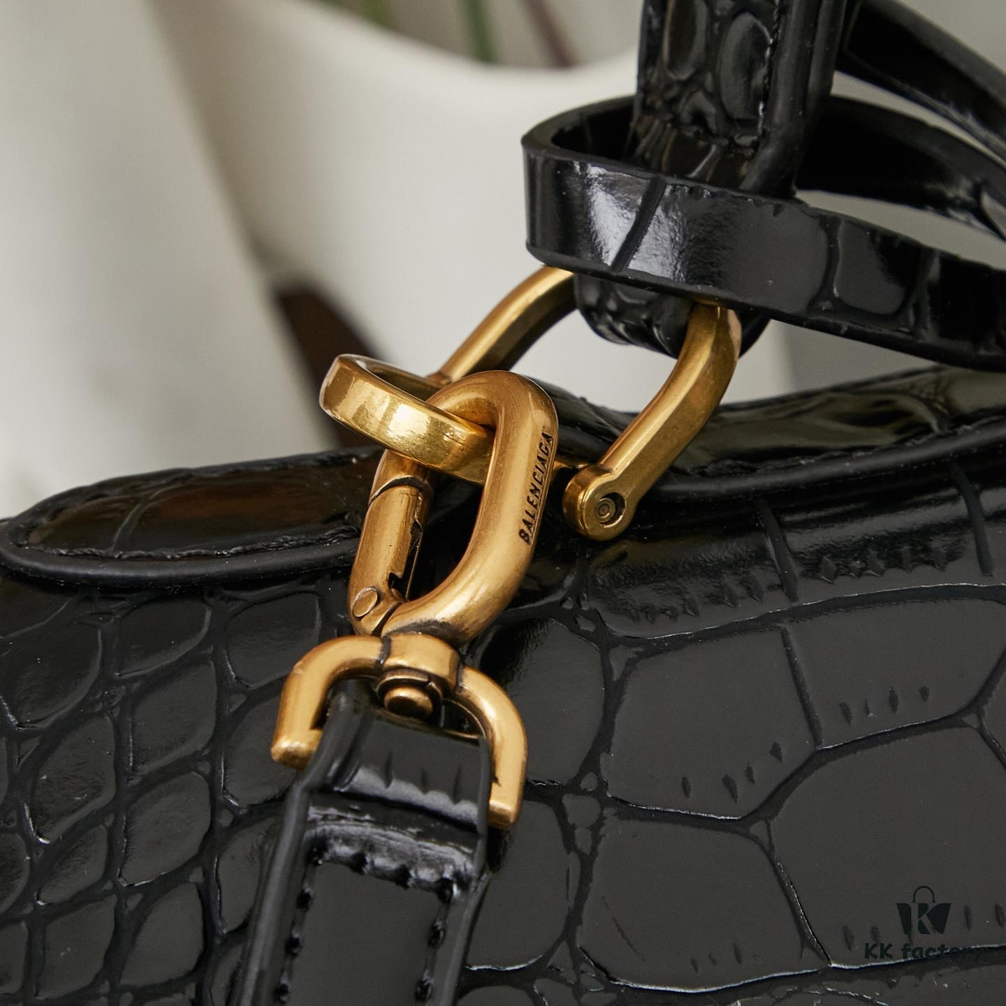 Large Crocodile-Embossed BALENCIAGA Paris Rodeo Series Handbag & Crossbody Bag