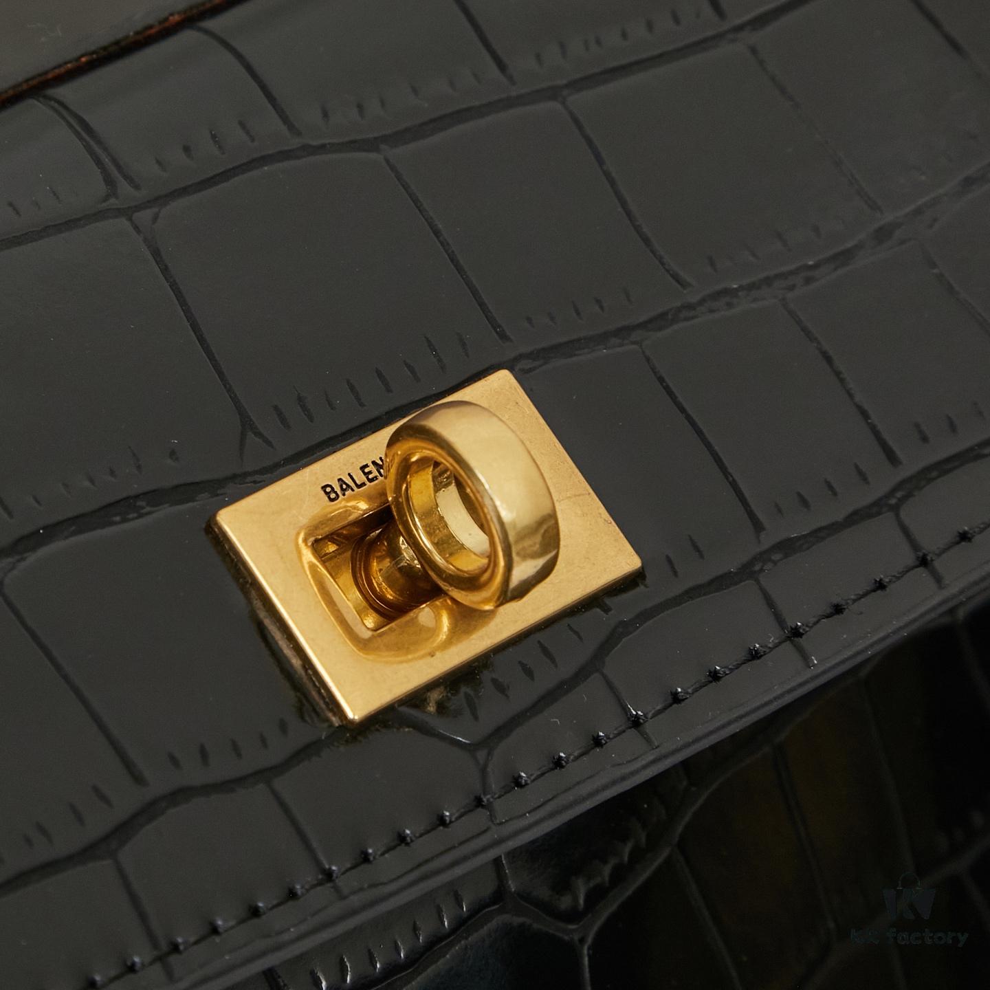 Large Crocodile-Embossed BALENCIAGA Paris Rodeo Series Handbag & Crossbody Bag