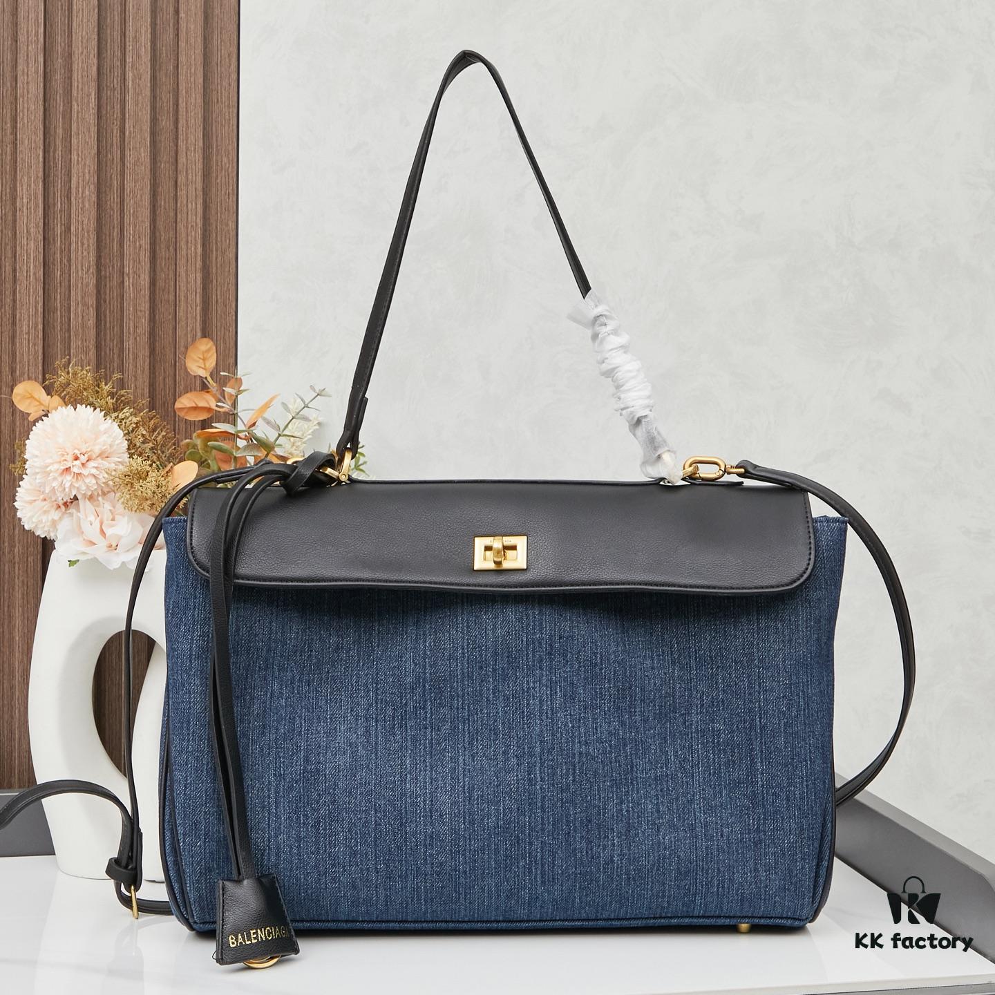 Large Fabric and Leather Bag with Box BALENCIAGA Paris! RODEO Series – Latest Model Handbag Crossbody Bag