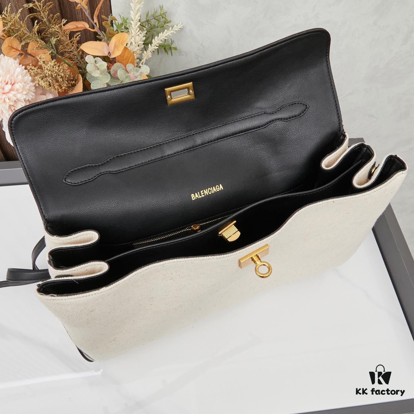 Large Fabric and Leather BALENCIAGA Paris Fashion! RODEO Series Handbag Crossbody Bag