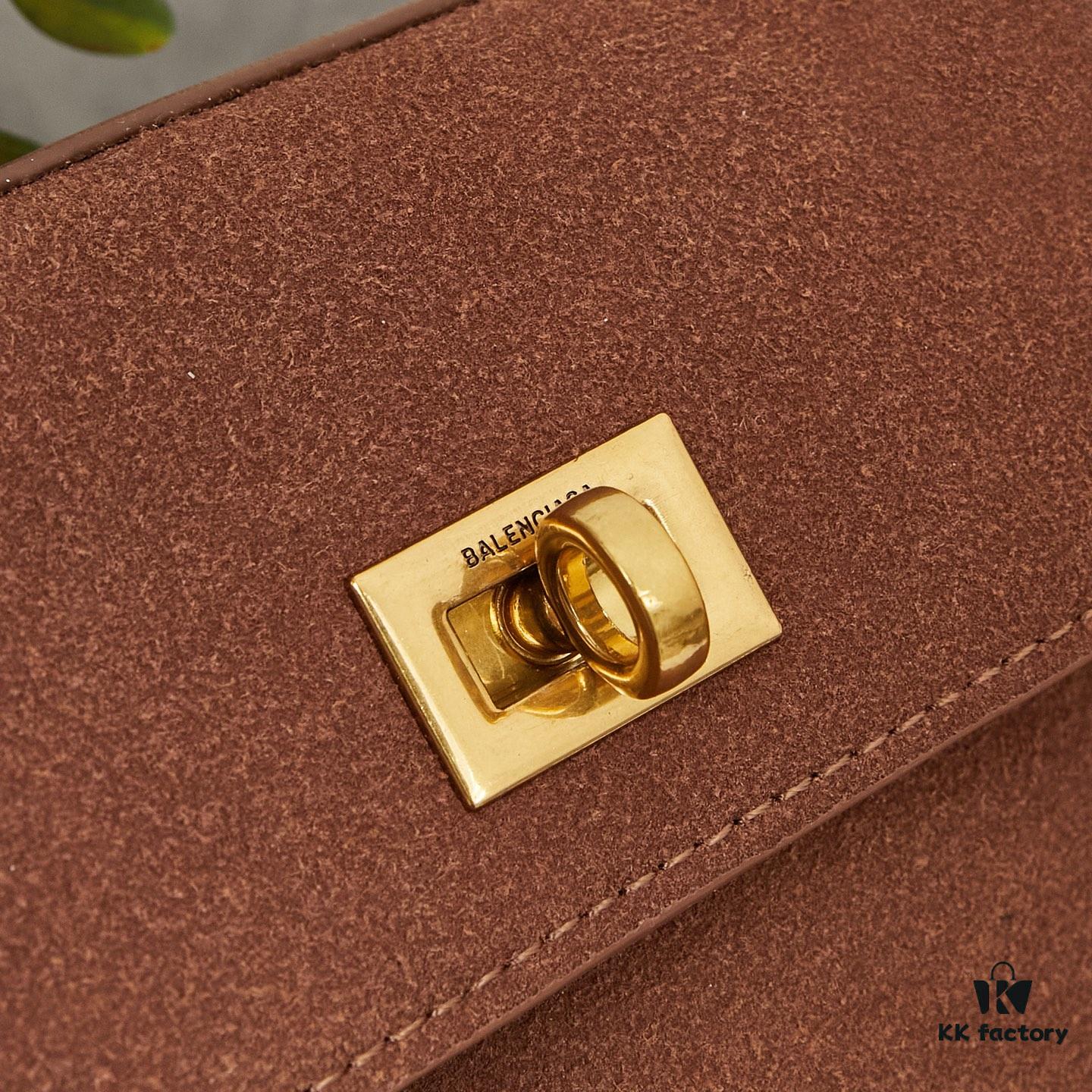 Large Matte Black BALENCIAGA Rodeo Bag with Box – Latest Model, Italian Smooth Calfskin Leather, Detachable Strap, Gold-Tone Hardware