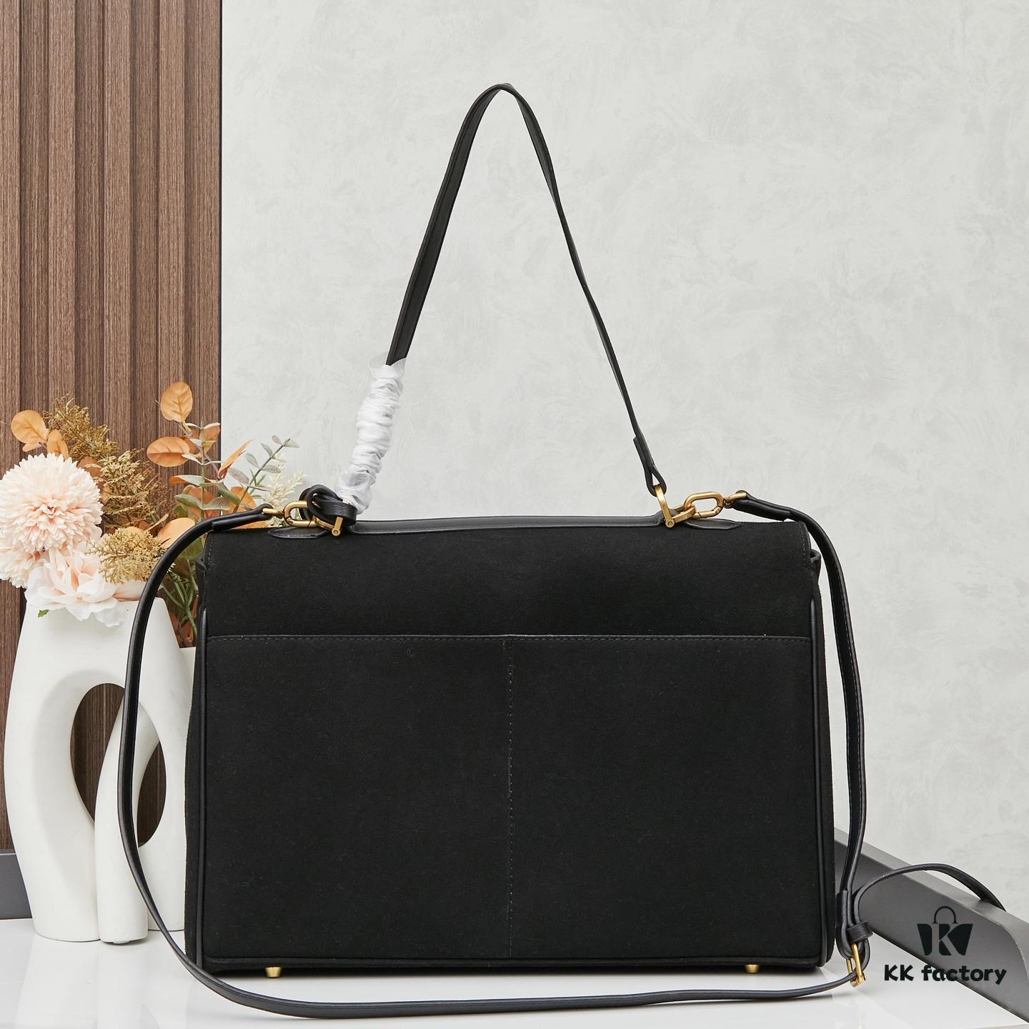 Large Matte Black BALENCIAGA Paris Fashion Rodeo Series Handbag & Crossbody Bag with Box