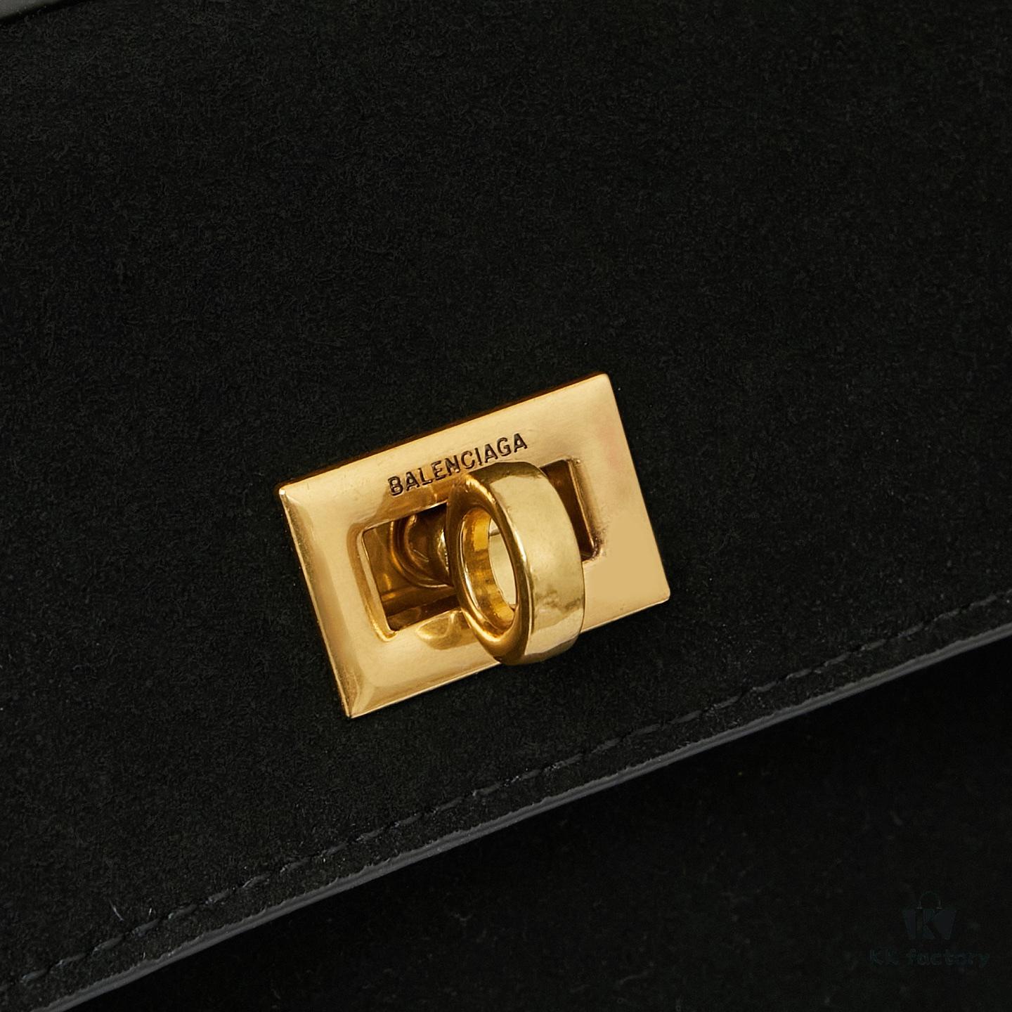 Large Matte Black BALENCIAGA Paris Fashion Rodeo Series Handbag & Crossbody Bag with Box