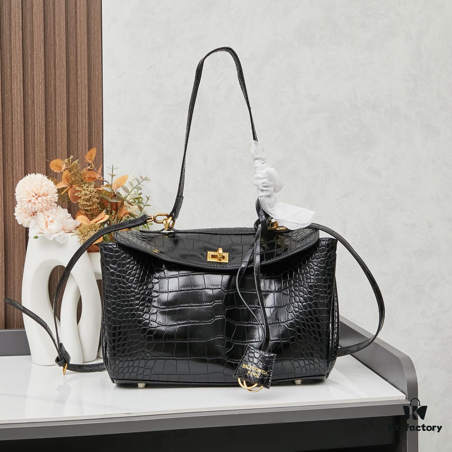 Mini Crocodile Embossed BALENCIAGA Paris! RODEO Series Handbag Crossbody Bag