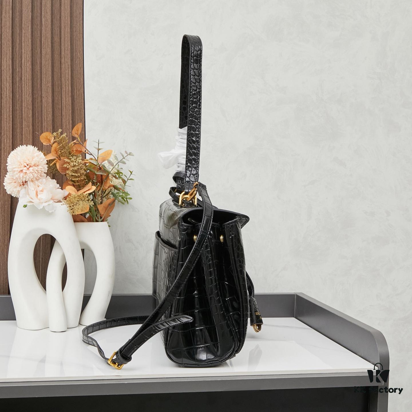 Mini Crocodile Embossed BALENCIAGA Paris! RODEO Series Handbag Crossbody Bag