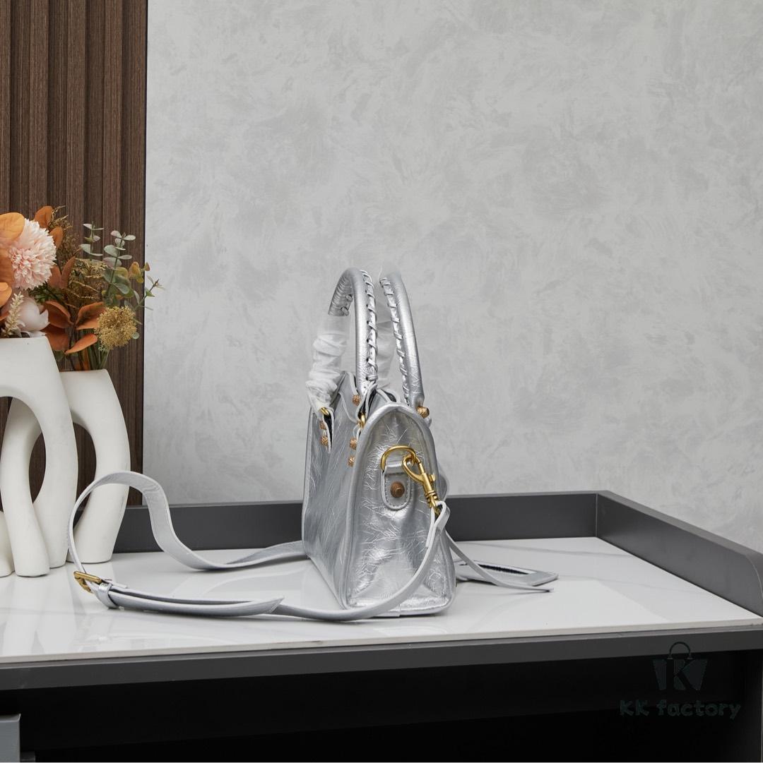 Small-sized Balenciaga Motorcycle Bag with Gold Buckle and Box