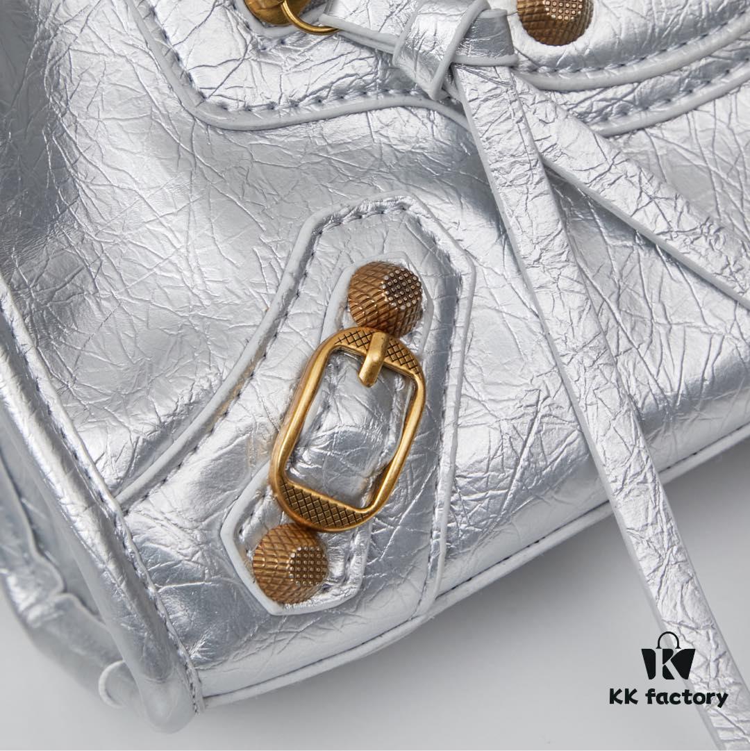 Small-sized Balenciaga Motorcycle Bag with Gold Buckle and Box