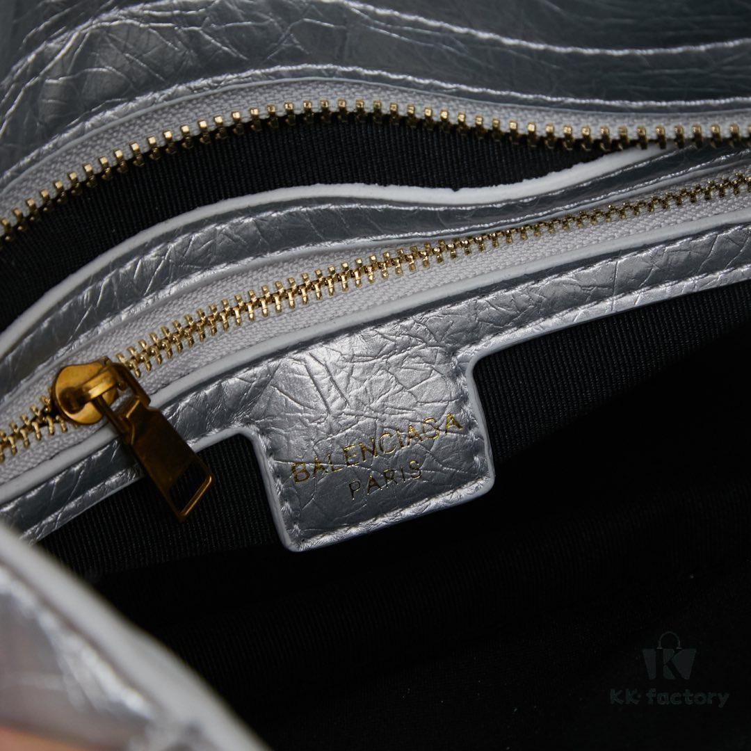 Small-sized Balenciaga Motorcycle Bag with Gold Buckle and Box