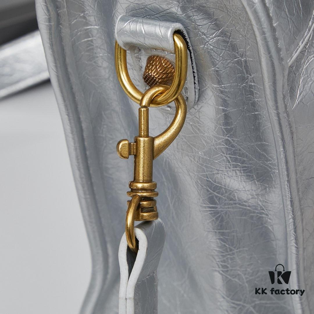 Balenciaga Biker Bag in Medium Size with Gold Buckle, Includes Box - Gaint City Collection