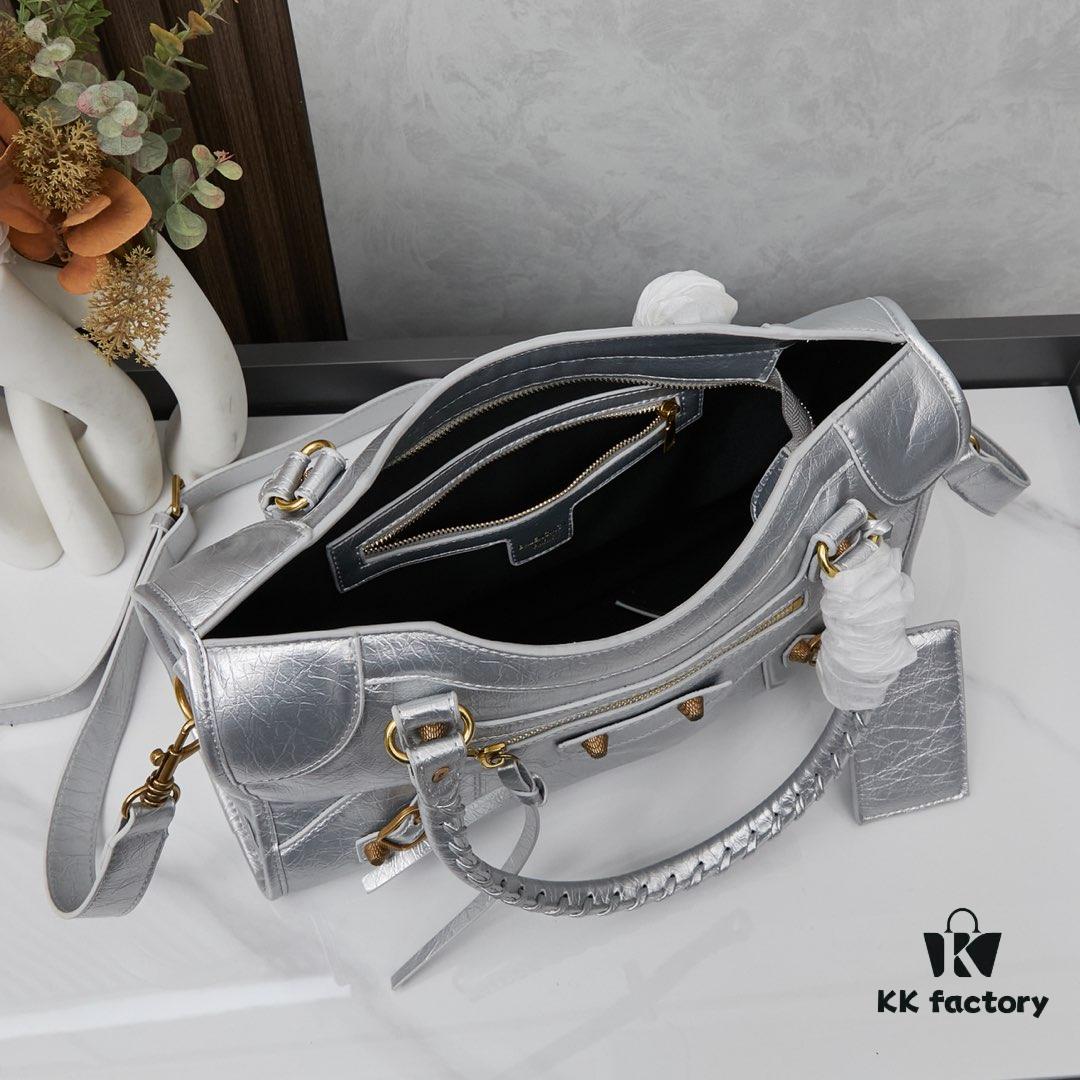 Balenciaga Biker Bag in Medium Size with Gold Buckle, Includes Box - Gaint City Collection