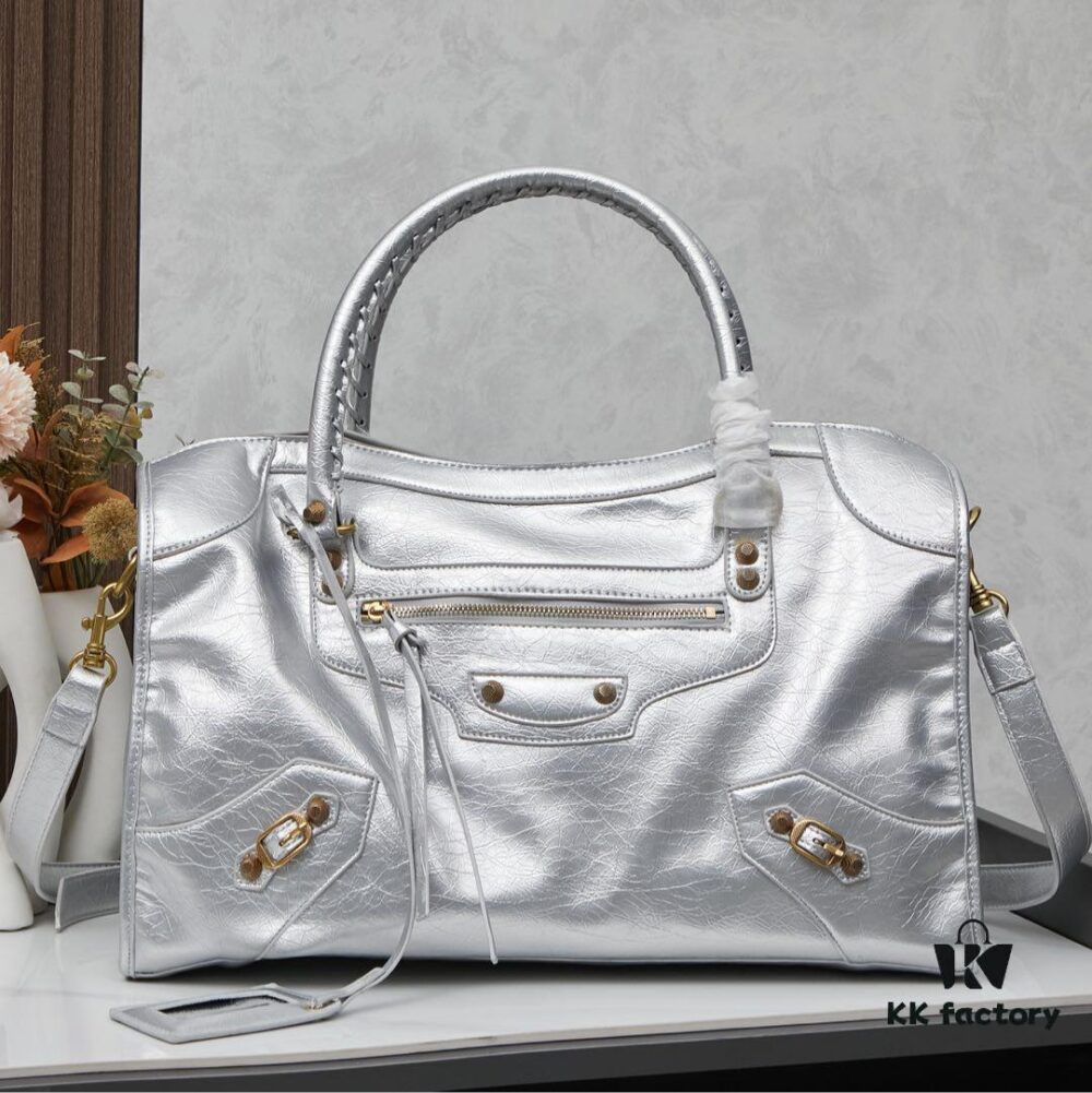 Large Gold Buckle BALENCIAGA Motorcycle Bag with Box