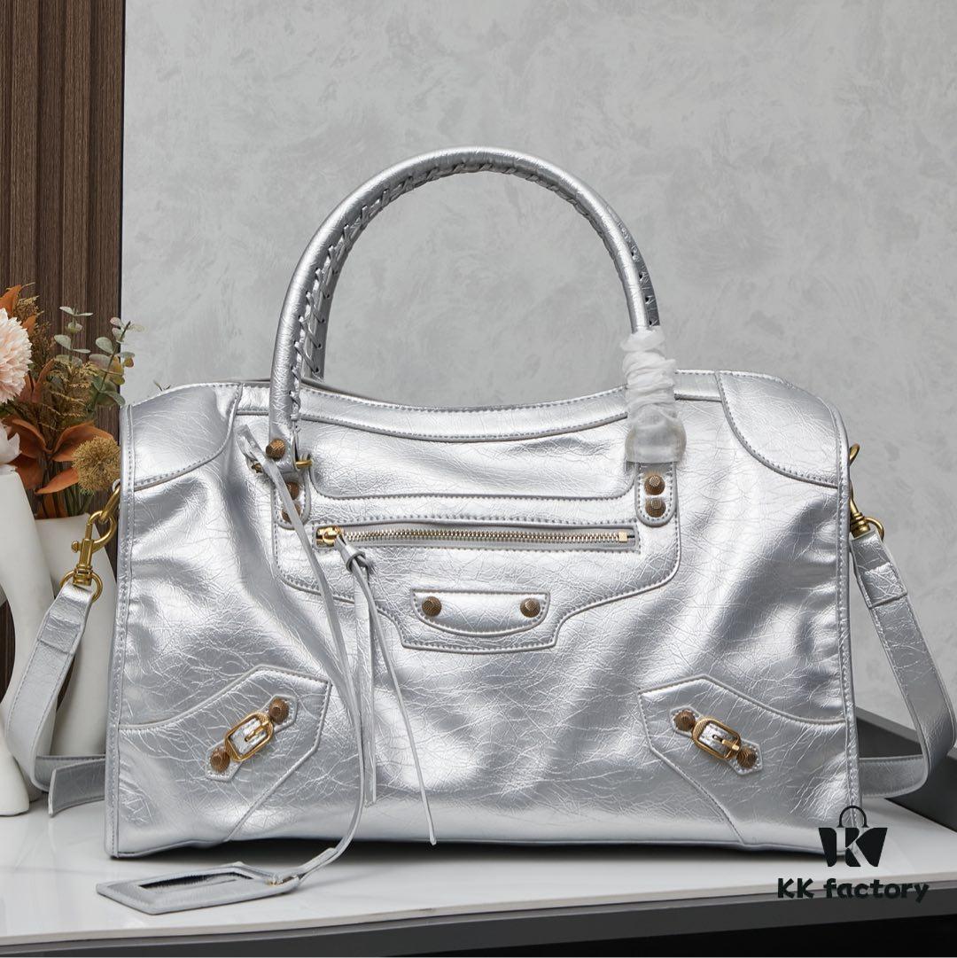 Large Golden Buckle BALENCIAGA Motorbike Bag with Box