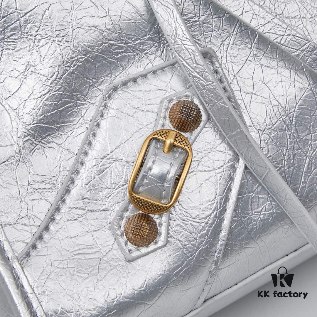 Balenciaga Biker Bag in Medium Size with Gold Buckle, Includes Box - Gaint City Collection