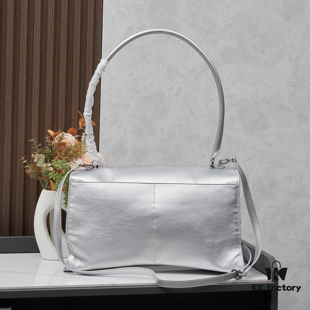 Large Silver Buckle Bag (With Box) Balenciaga Latest Long Handle Hourglass Tote