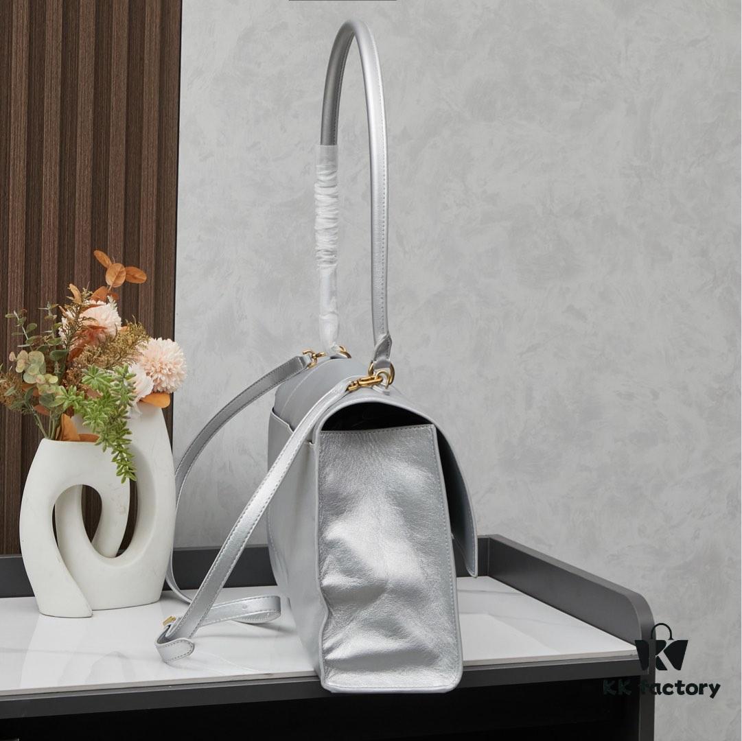 Large Gold Buckle Bag (With Box) Balenciaga Latest Long Handle Hourglass Tote