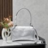 Medium Silver Buckle Bag 💰 (With Box) Balenciaga Latest Long Handle Hourglass Tote