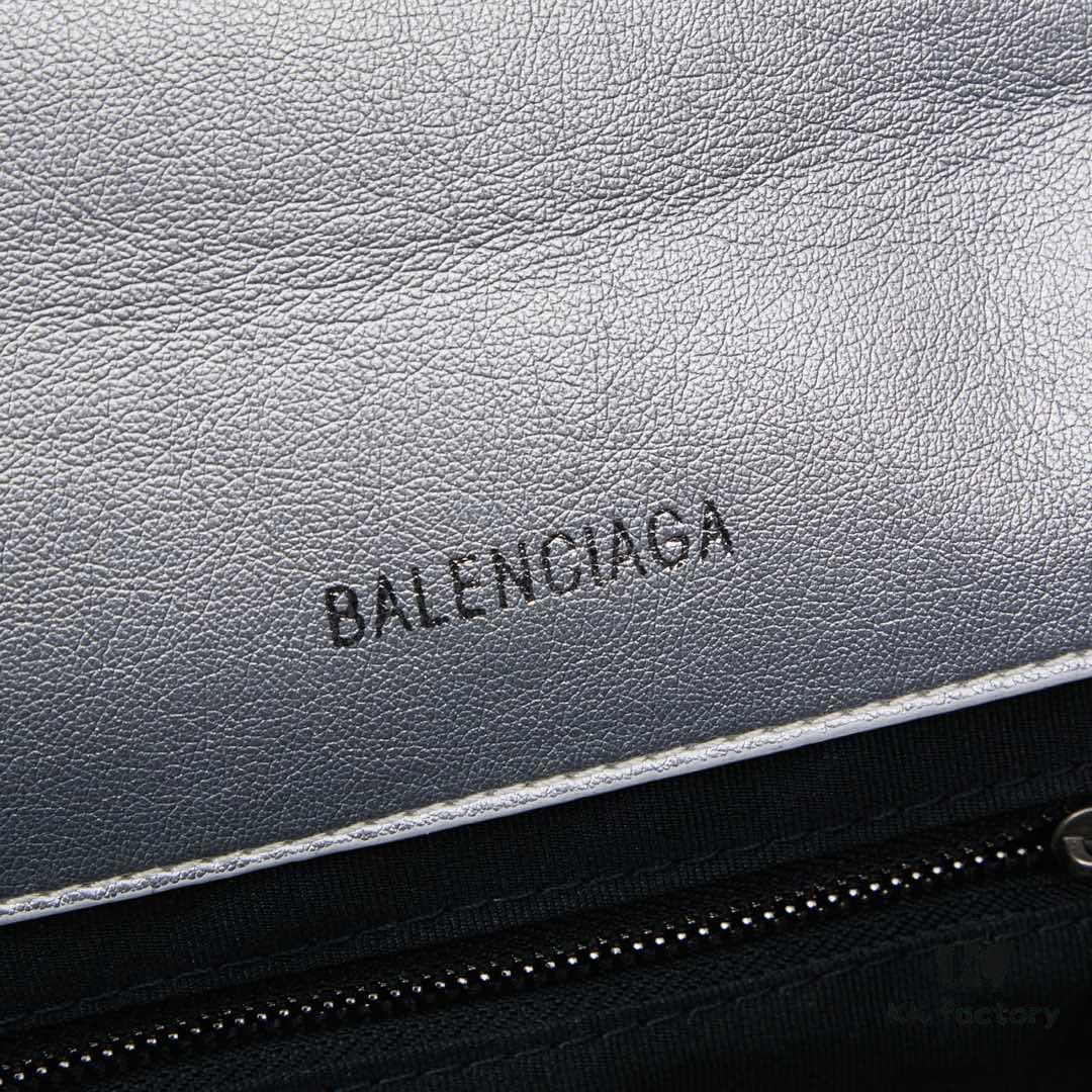 Medium Silver Buckle Bag 💰 (With Box) Balenciaga Latest Long Handle Hourglass Tote