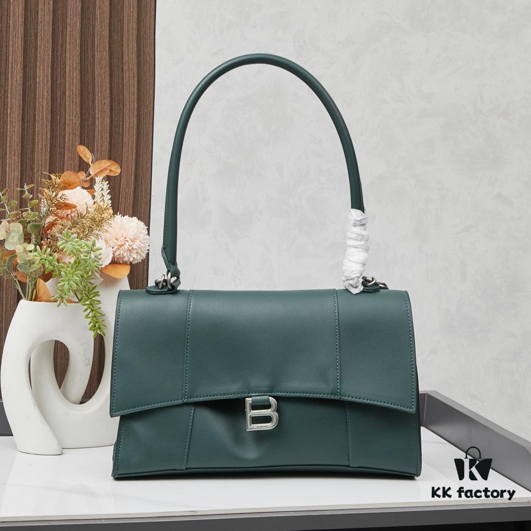 Medium Silver Buckle Bag 💰 (With Box) Balenciaga Latest Long Handle Hourglass Tote