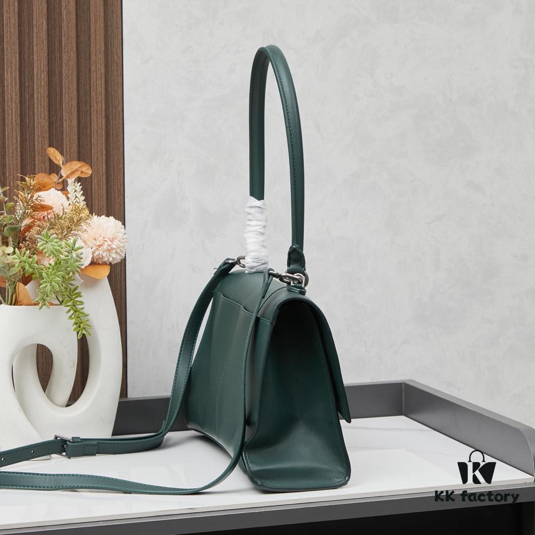 Medium Silver Buckle Bag 💰 (With Box) Balenciaga Latest Long Handle Hourglass Tote