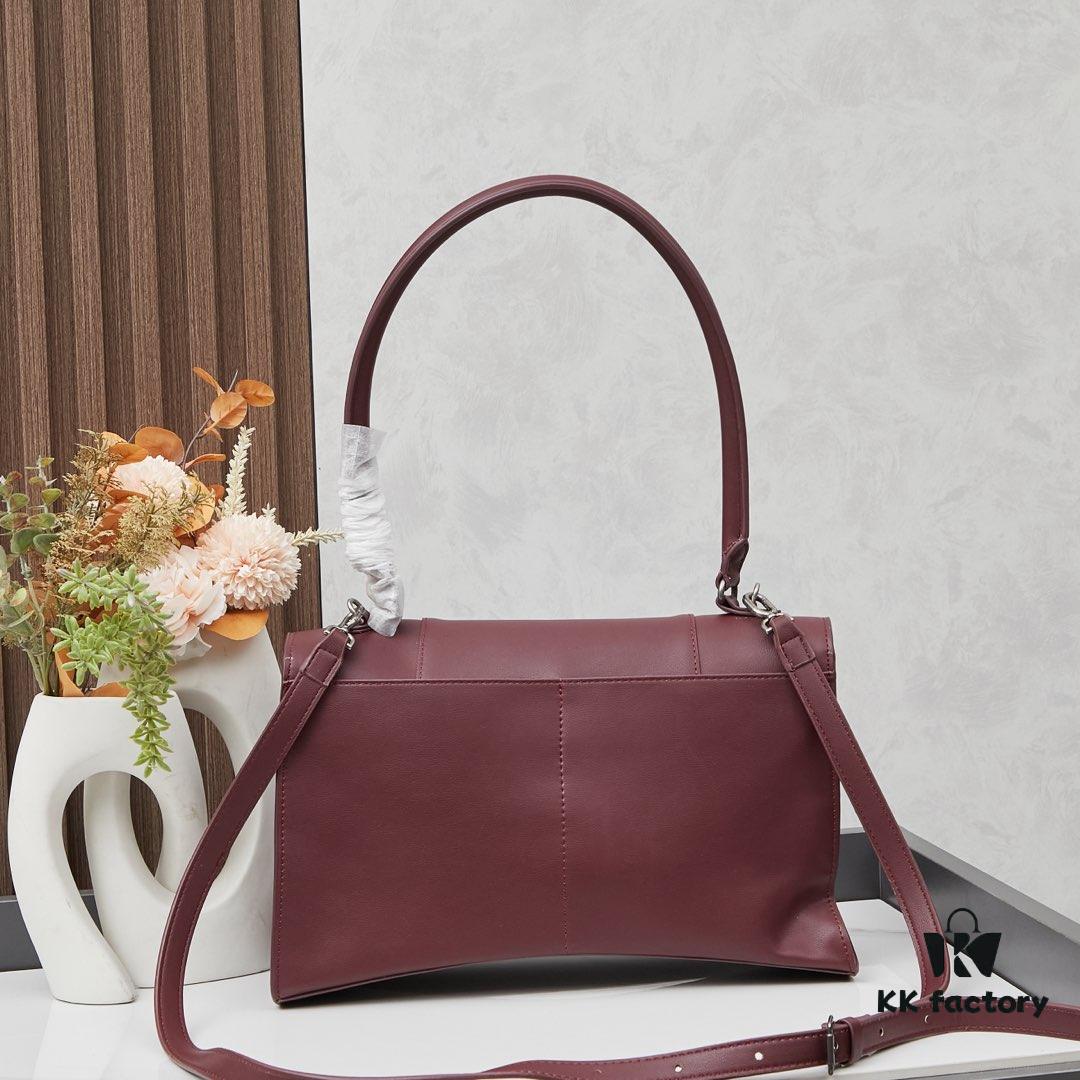 Medium Silver Buckle Bag 💰 (With Box) Balenciaga Latest Long Handle Hourglass Tote