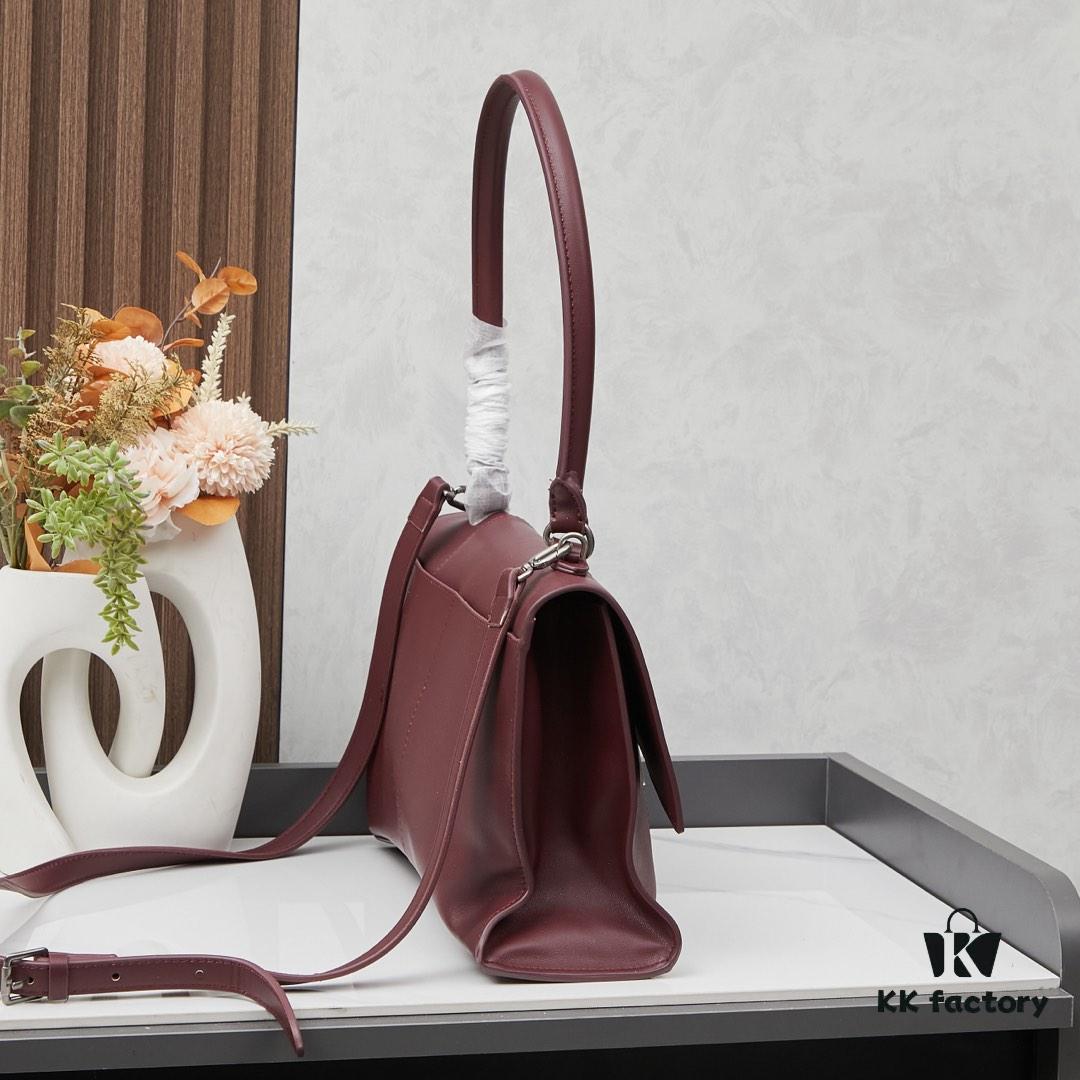 Medium Silver Buckle Bag 💰 (With Box) Balenciaga Latest Long Handle Hourglass Tote