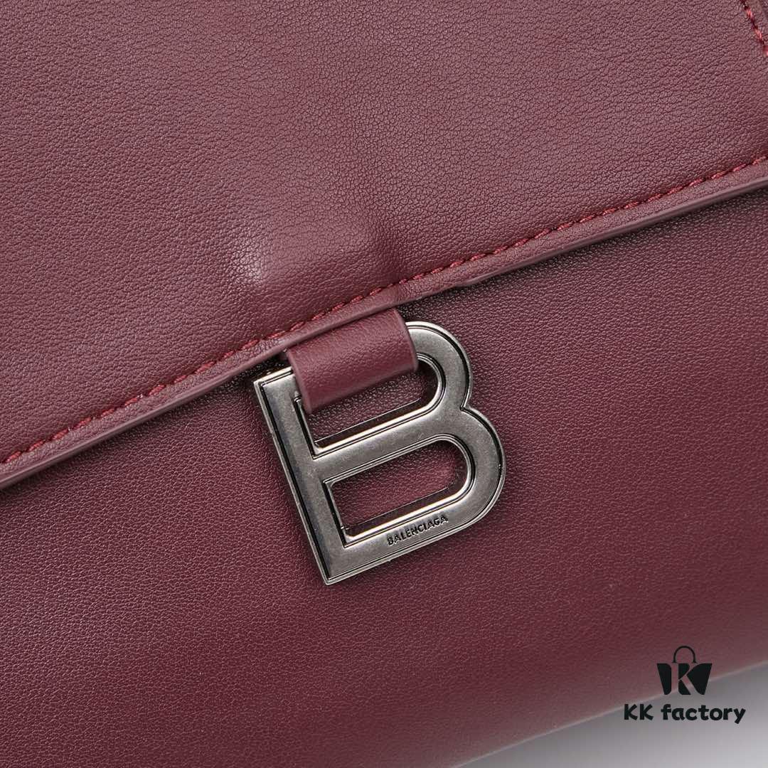 Medium Silver Buckle Bag 💰 (With Box) Balenciaga Latest Long Handle Hourglass Tote