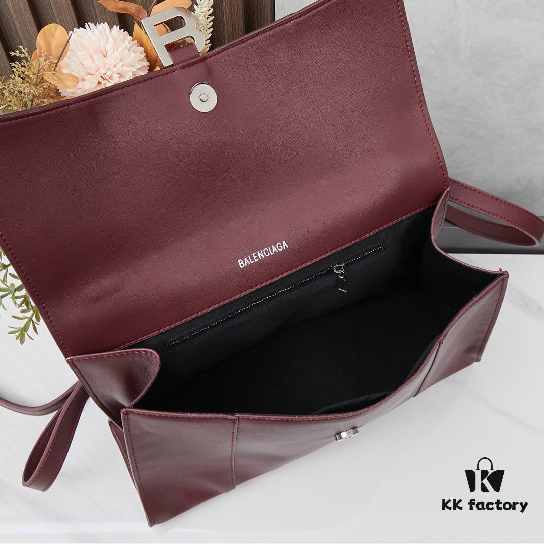 Medium Silver Buckle Bag 💰 (With Box) Balenciaga Latest Long Handle Hourglass Tote