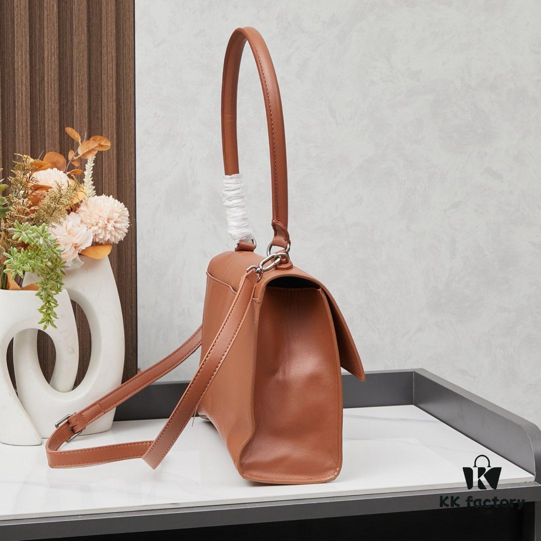 Medium Silver Buckle Bag 💰 (With Box) Balenciaga Latest Long Handle Hourglass Tote