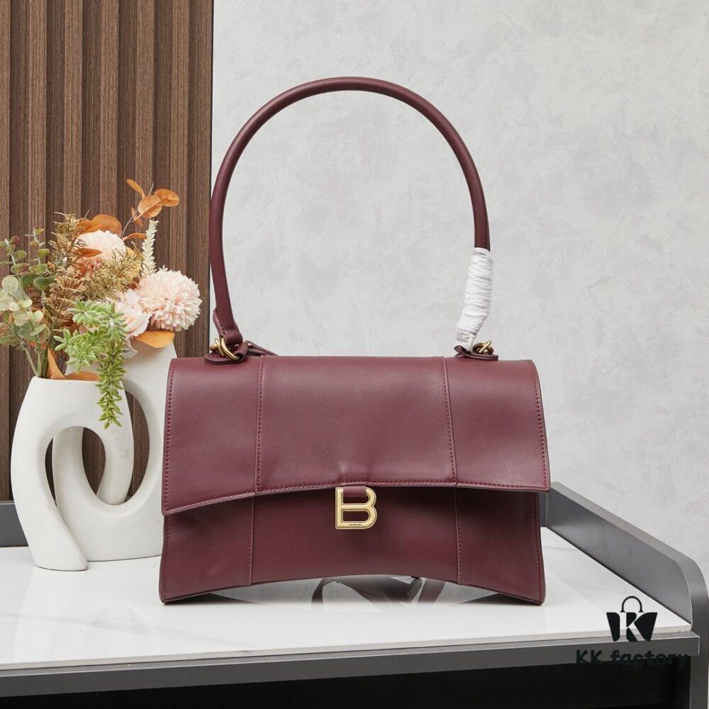 Small Gold-Plated Buckle Bag 💰 (With Box) Balenciaga Latest Long Handle Hourglass Tote