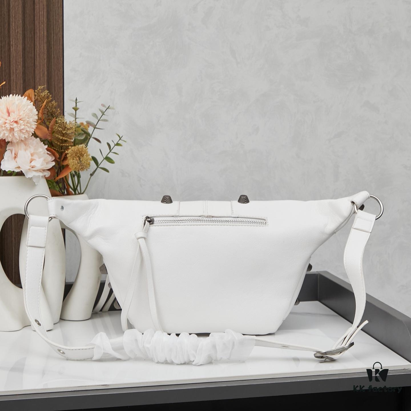 Balenciaga LE CAGOLE ||| LE CAGOLE MEN Medium Waist Bag in Black Fine-Grained Lambskin