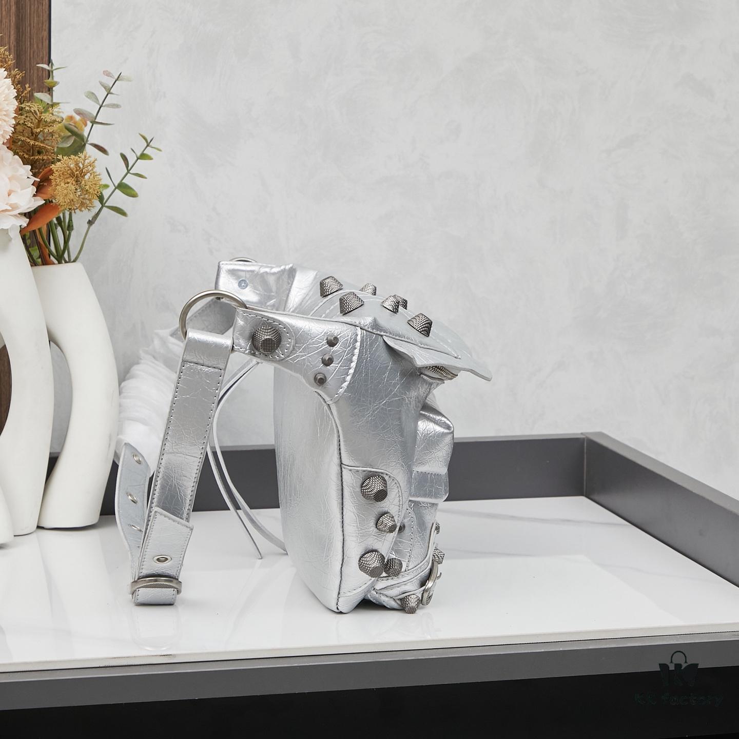 Balenciaga LE CAGOLE MEDIUM BLACK LAMB LEATHER WAIST BAG WITH BOX